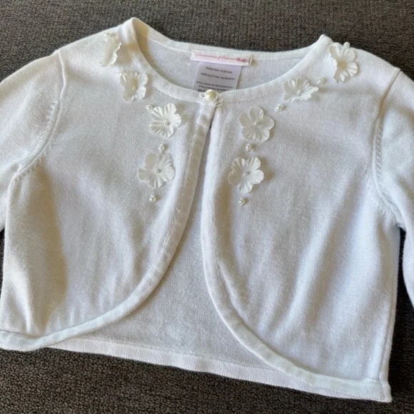 Bonnie Jean White Cardigan Knit Long Sleeve Fashion Cotton toddler Girl 5/ 5T - Picture 4 of 7